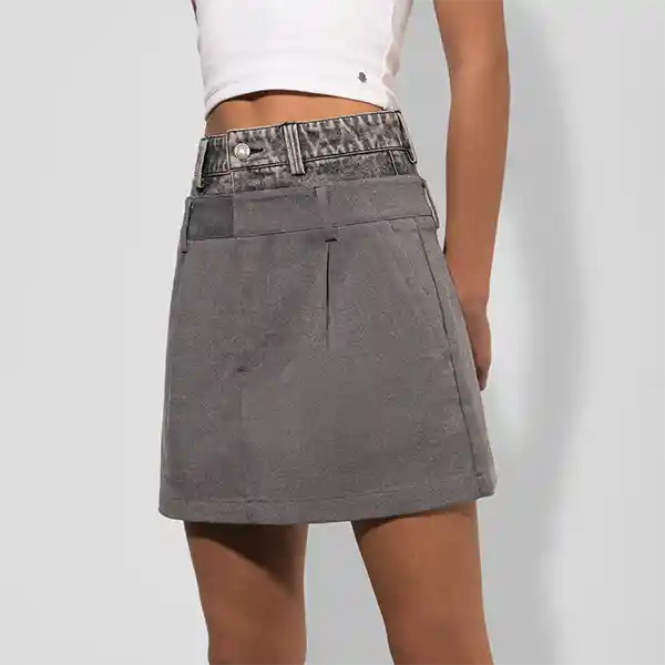 Falda Sastrera Pretina Jeans Gris S Mujer Raindoor