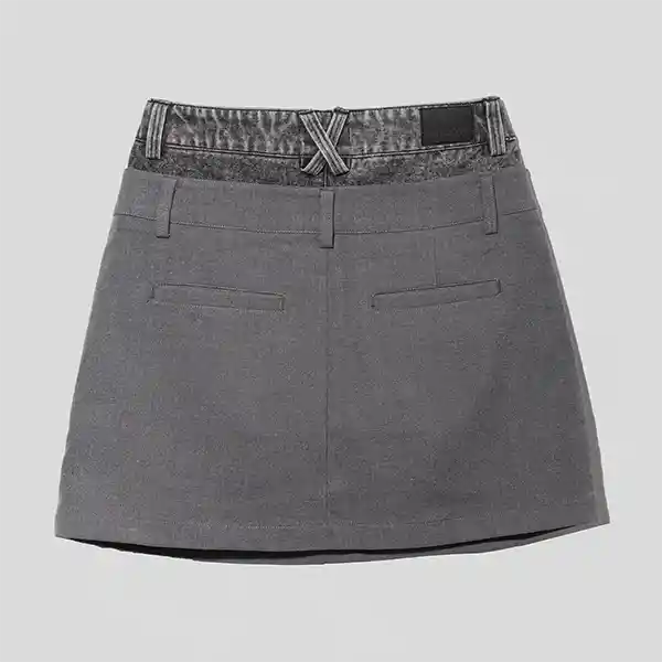 Falda Sastrera Pretina Jeans Gris S Mujer Raindoor