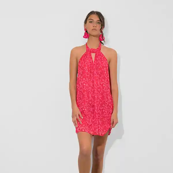Vestido Halter Lurex Rosado Xs Mujer Raindoor