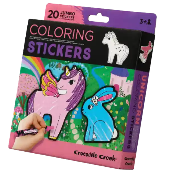 Crocodile Creek Stickers Para Colorear Unicornios +5 Crayons + Scene