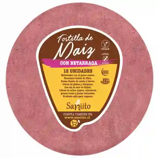 Tortilla Maiz Con Betarraga 12unidades