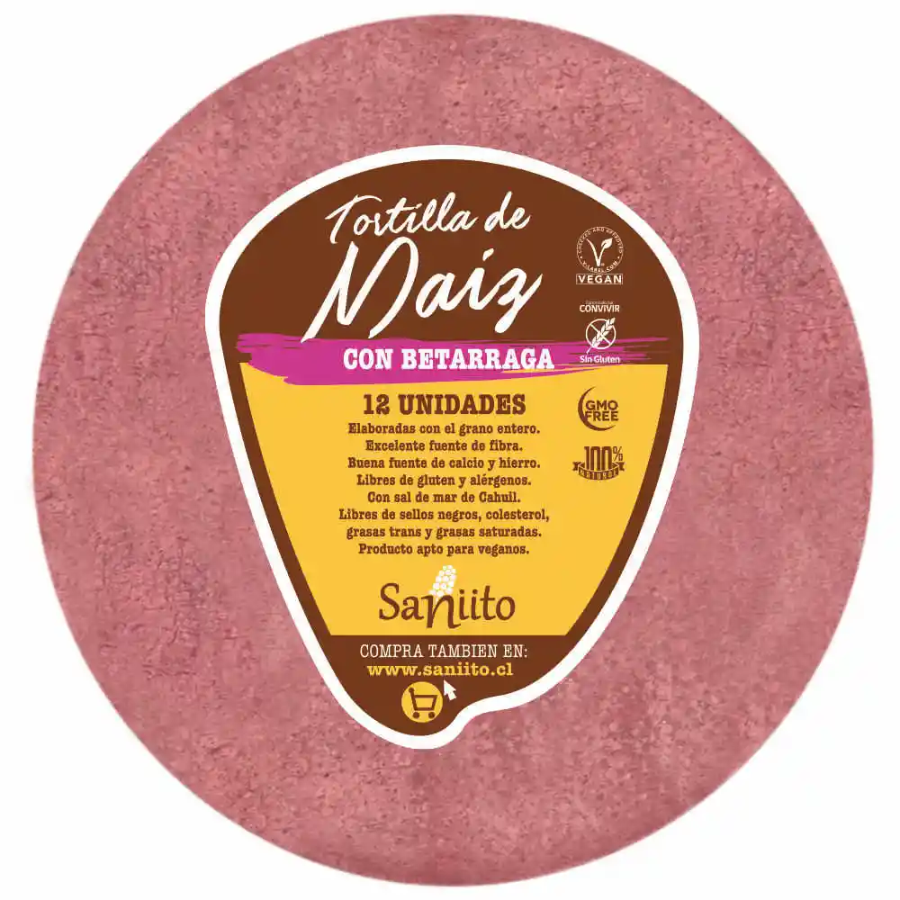 Tortilla Maiz Con Betarraga 12unidades