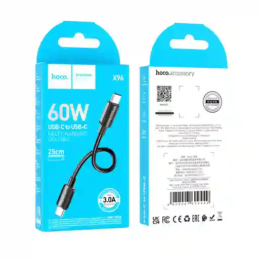 Cable Tipo C A Tipo C 60w Carga Rápida - Hoco X96 0.25m Negro