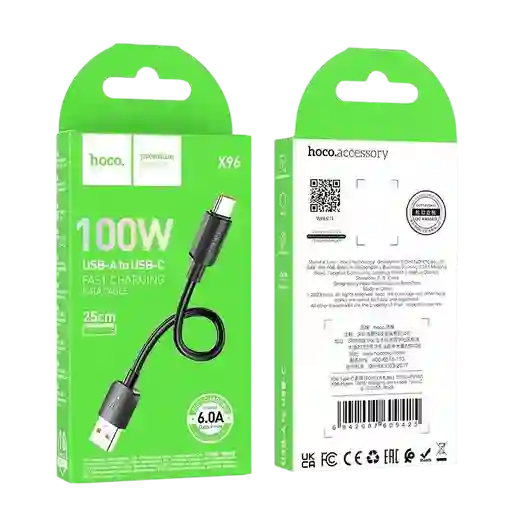 Cable Usb A Tipo C 100w 25cm - Hoco X96 6a Carga Rápida