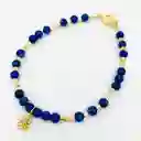 Pulsera Piedras Lapislázuli Con Flor