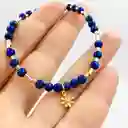 Pulsera Piedras Lapislázuli Con Flor