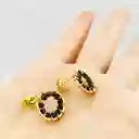 Aros "botón Negro"