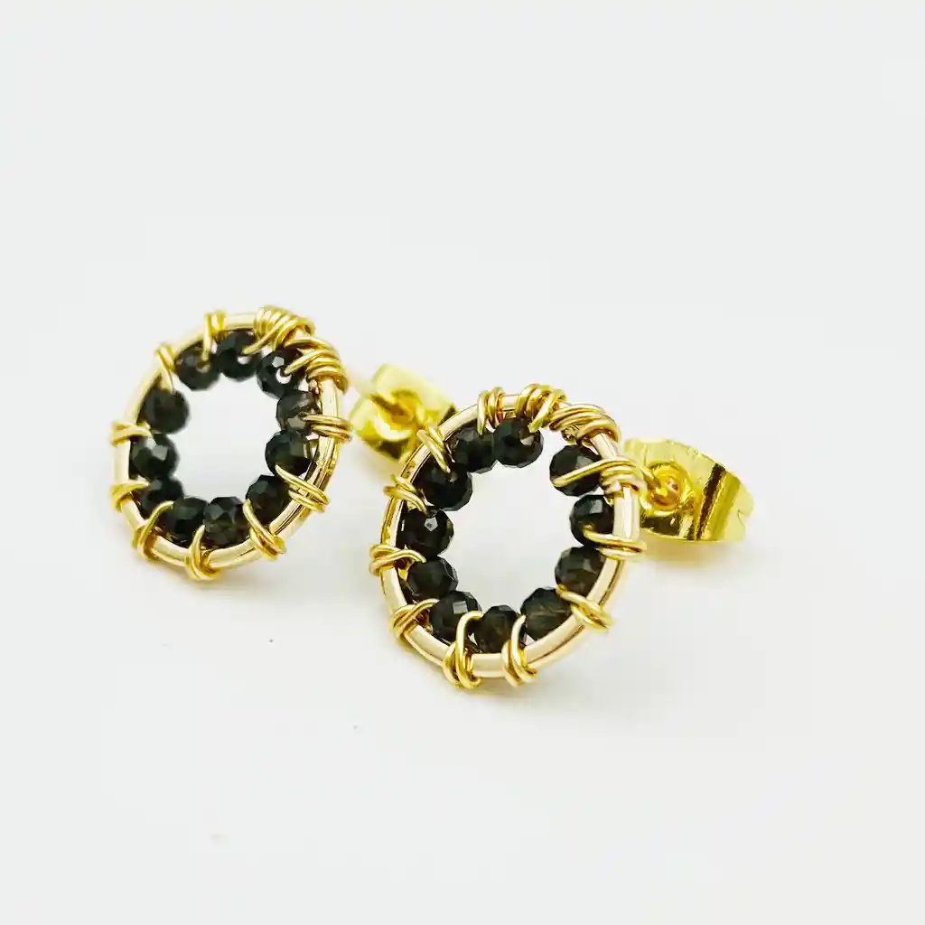 Aros "botón Negro"