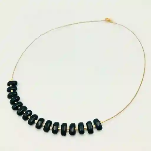 Collar Dorado Egipcio Con Obsidiana