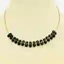 Collar Dorado Egipcio Con Obsidiana