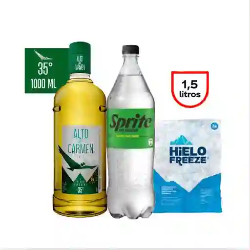 Promo Pisco Alto Del Carmen 1lt + Sprite Zero 1.5 Lt + Hielo 2k