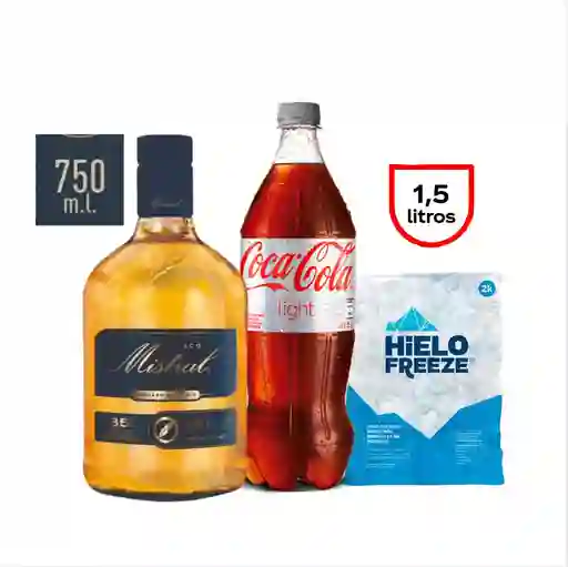 Promo Pisco Mistral 750cc + Coca Light 1.5 L + Hielo 2k