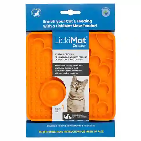 Plato Comedero Antiestrés Y Alimentación Lenta Para Gatos Lickimat Catster (orange)