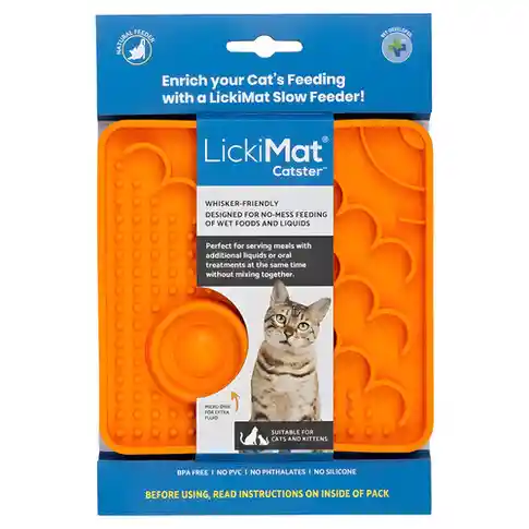 Plato Comedero Antiestrés Y Alimentación Lenta Para Gatos Lickimat Catster (orange)