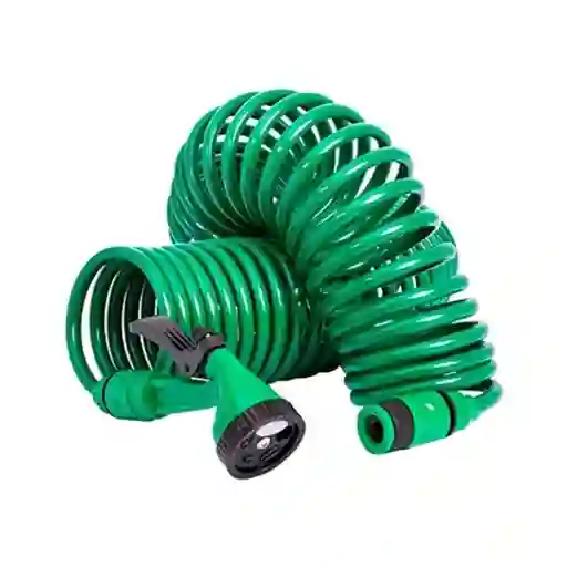 Manguera Espiral Expandible Hogar Jardín 15 Mts Verde