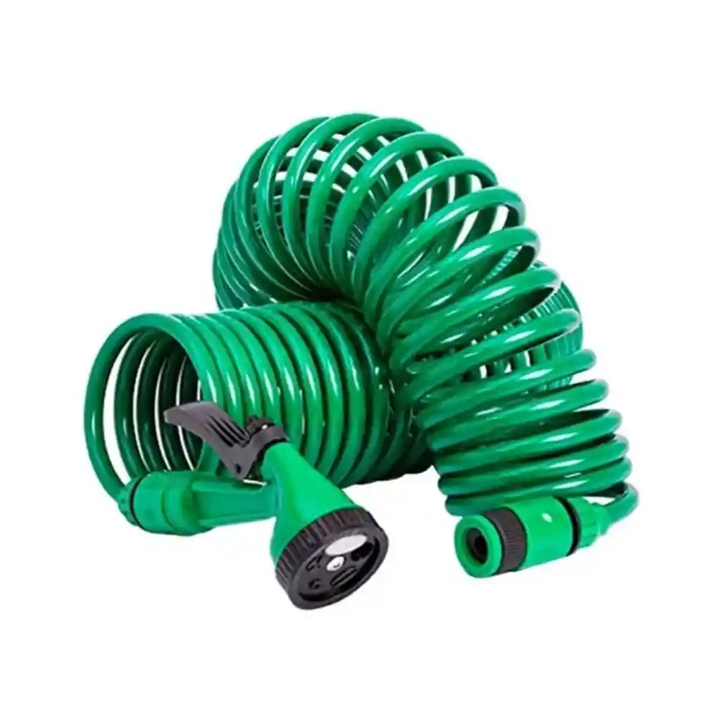 Manguera Espiral Expandible Hogar Jardín 15 Mts Verde