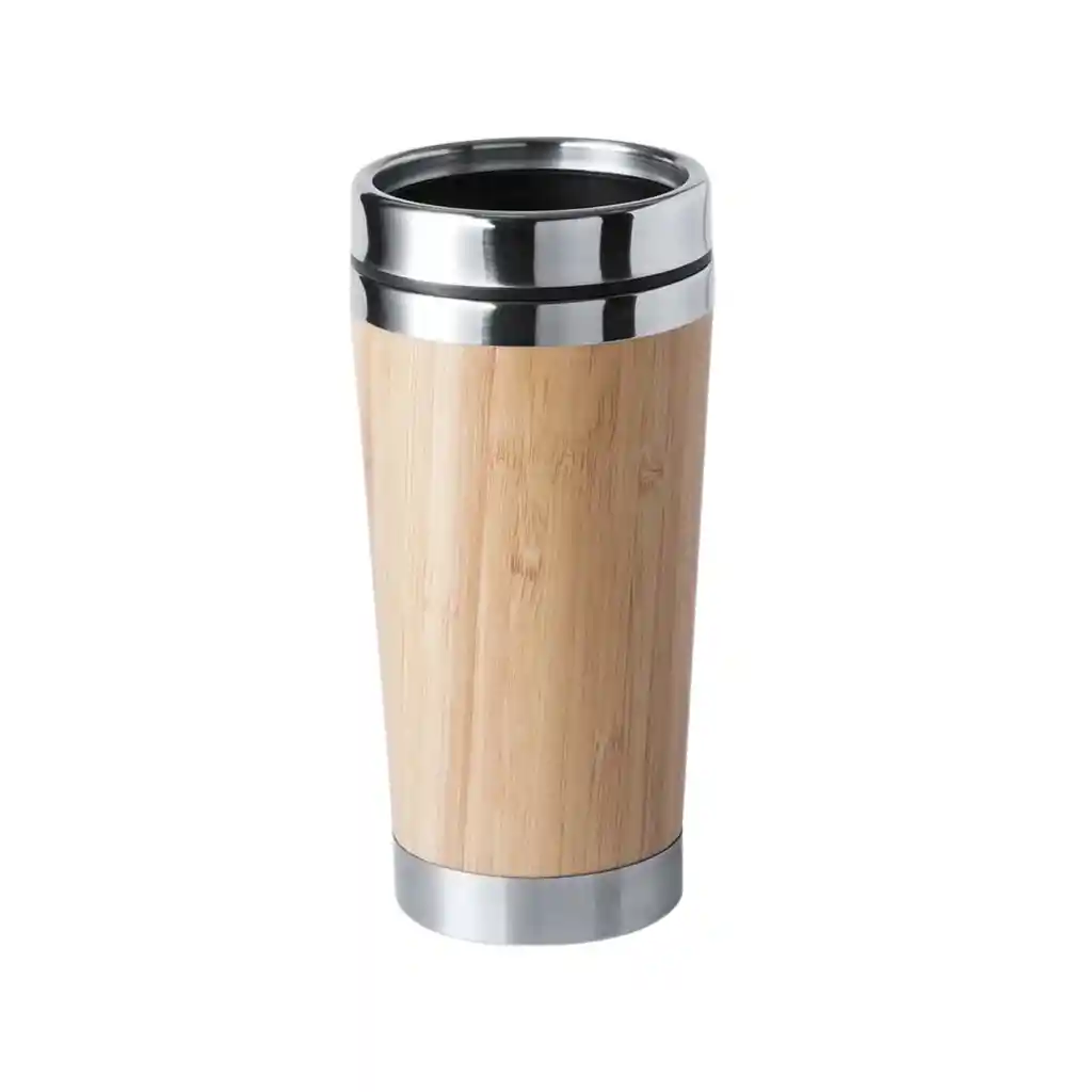 Vaso Mug Tapa Acero Bambú Ariston 500 Ml