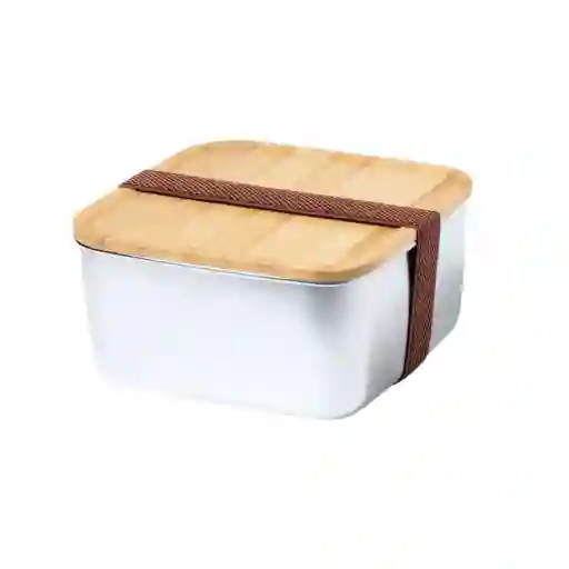 Contenedor Tupper Hermético Cuadrado Acero Inox. Bambú Tusvik 1400 Ml