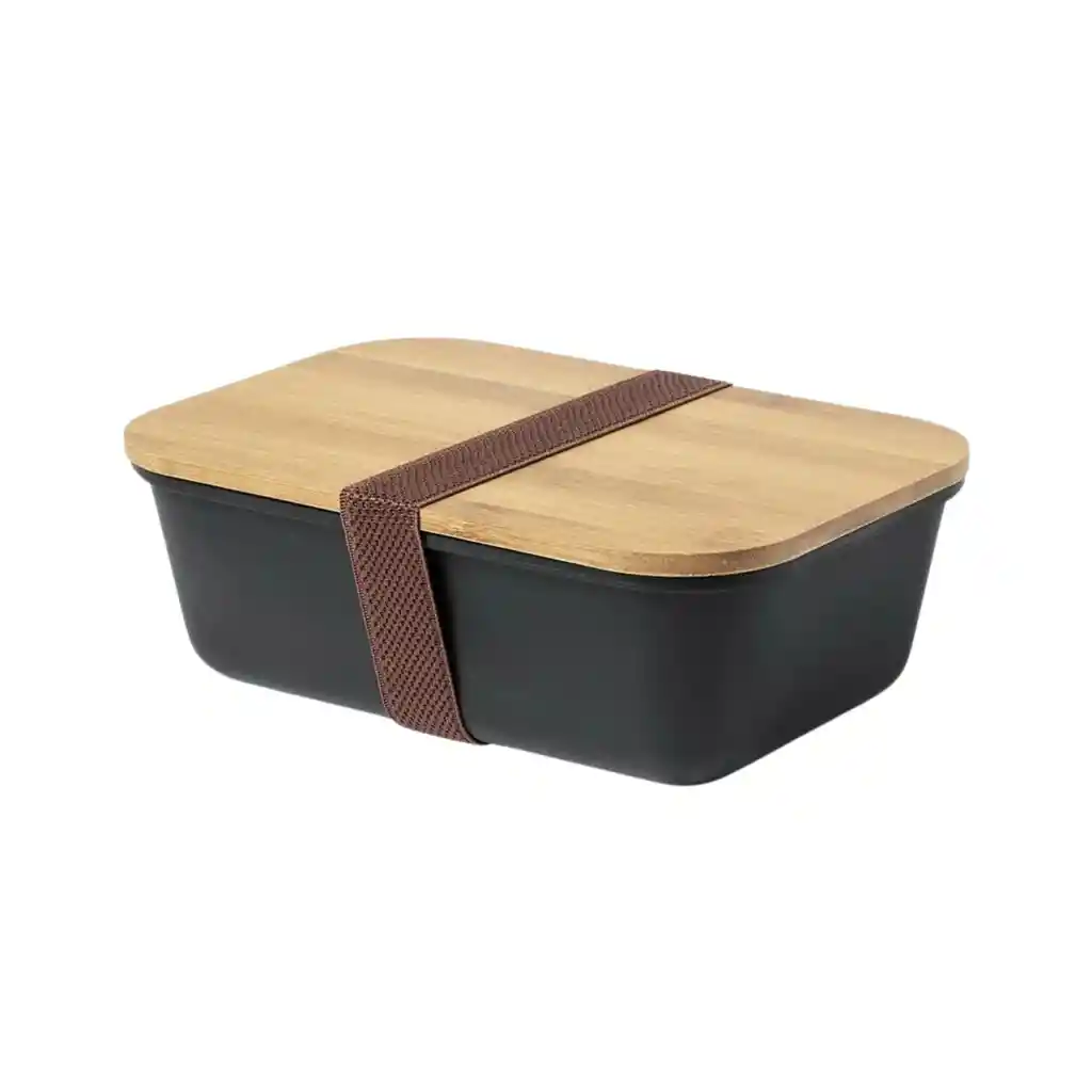 Contenedor Tupper Hermético Pp Bambú Thadan Negro 1000 Ml
