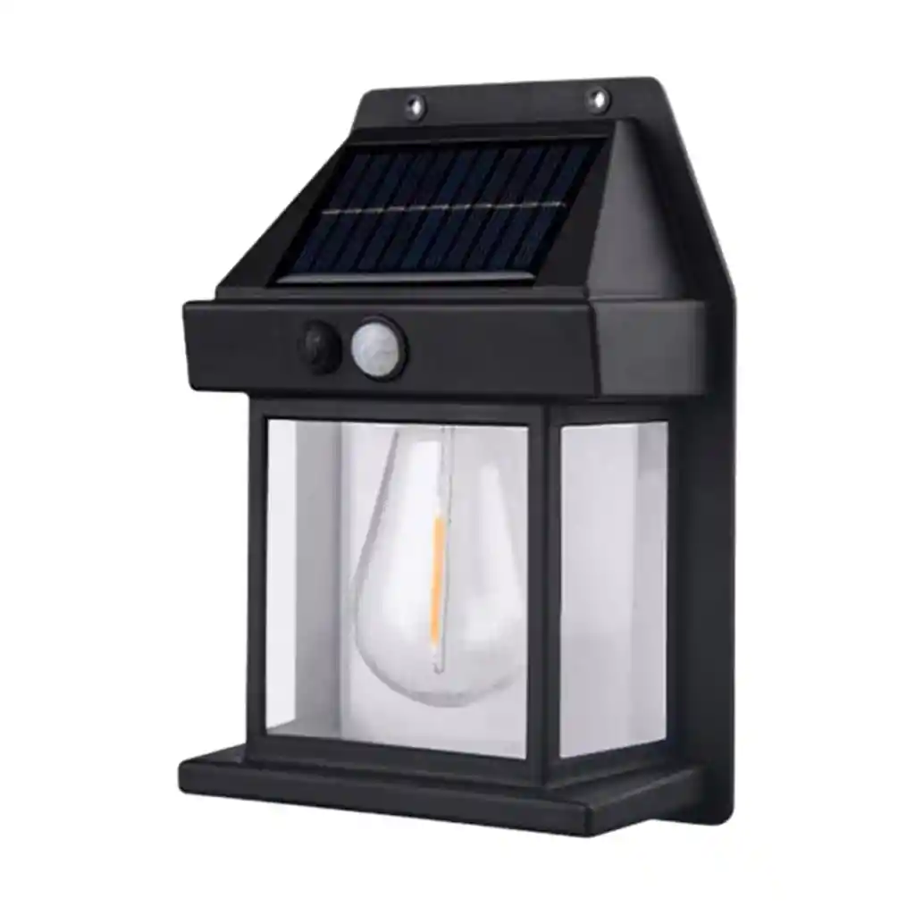 Farol Foco Solar Pared Sensor Movimiento 3.2 V Luz Fría Negro