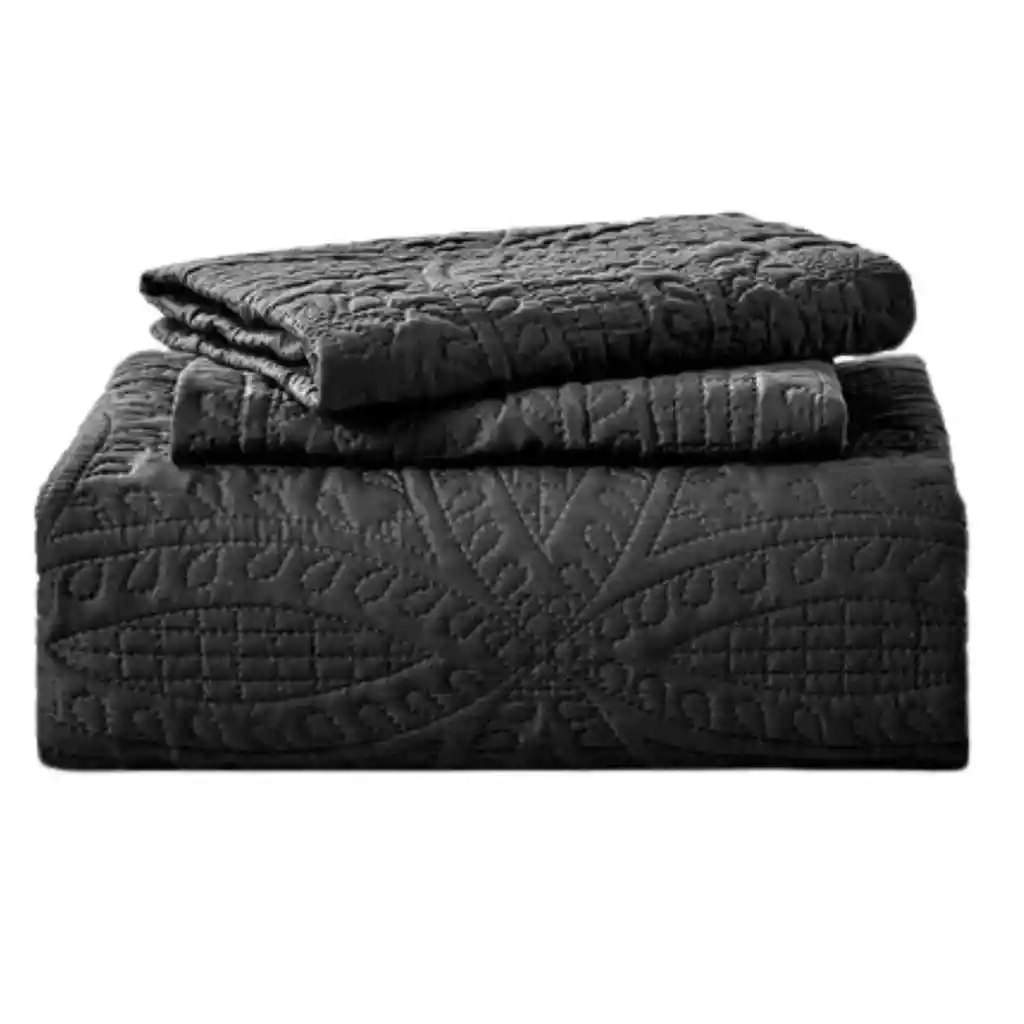 Cubrecama Quilt Reversible Queen 228x228 Cm Más Fundas Almohada Negro