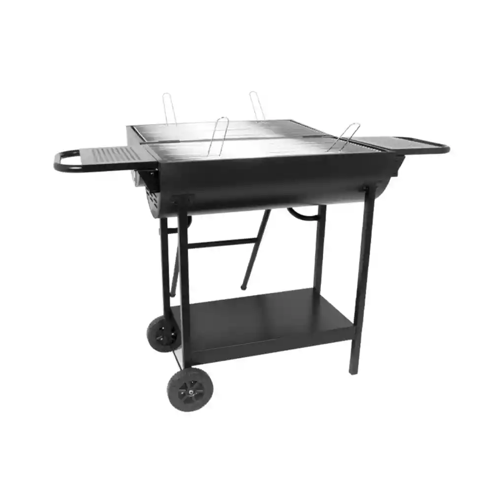 Parrilla Doble Carbón Repisas Laterales Tapa