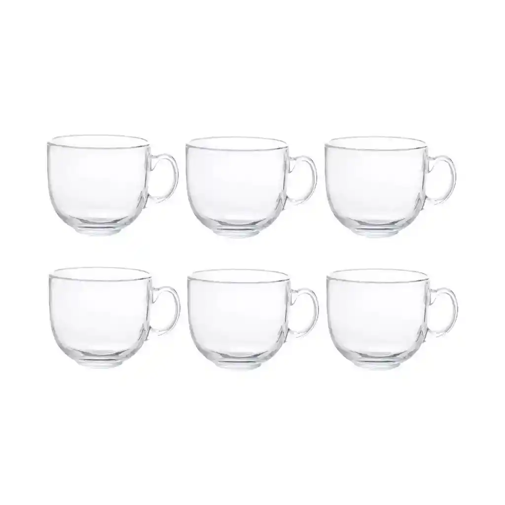 Set 6 Tazas Café Té Sin Plomo Vidrio Templado 450 Ml