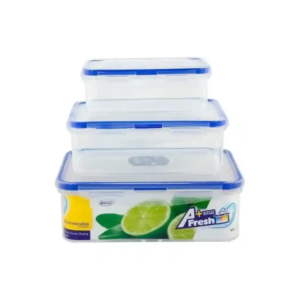 Set 3 Tupper Hermético Para Alimentos Plástico
