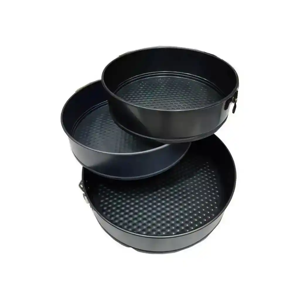 Pack 3 Moldes Desmontable Tortas Acero Antiadherente Negro