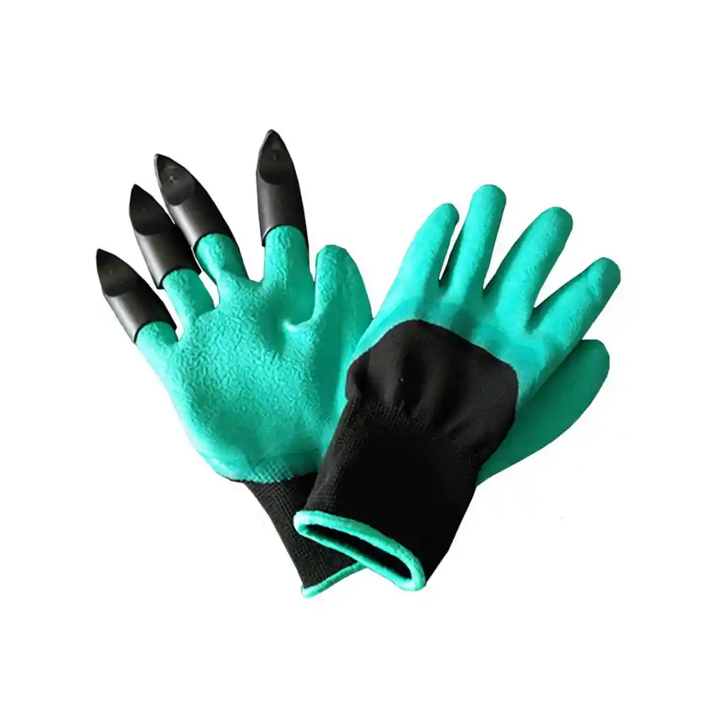 Guantes Trabajo Jardín Garras Tela Látex Verde