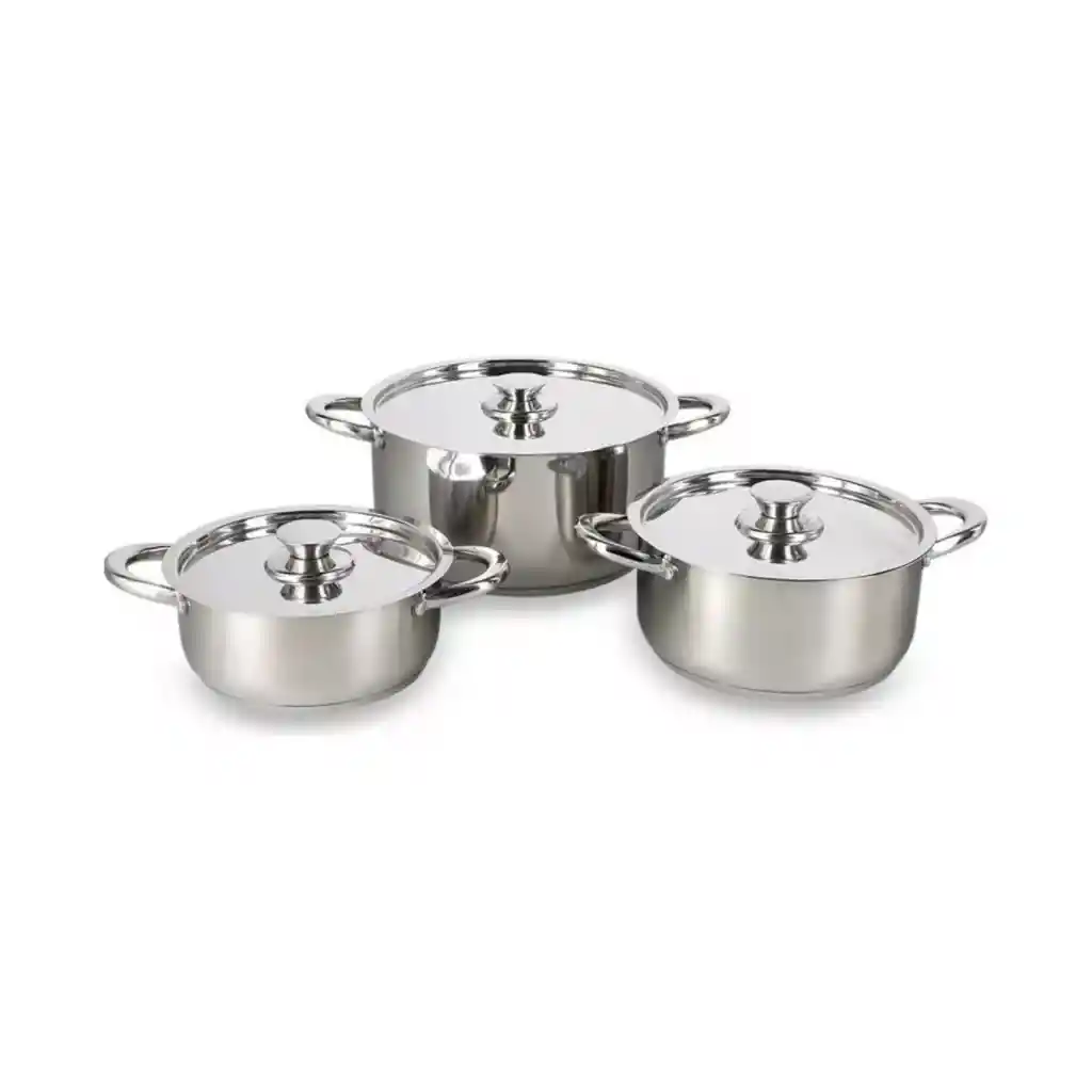 Juego Batería 6 Piezas Olla Cocina Acero Inoxidable Plateado