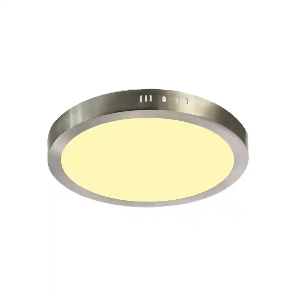 Foco Panel Led Plafón Sobrepuesto Redondo Luz Cálida 220v 3000-3500°k Níquel Blanco 30 Cm