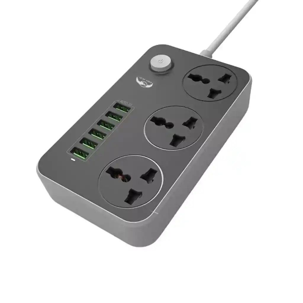 Alargador Corriente 3 Posiciones 6 Usb 2 M 220v