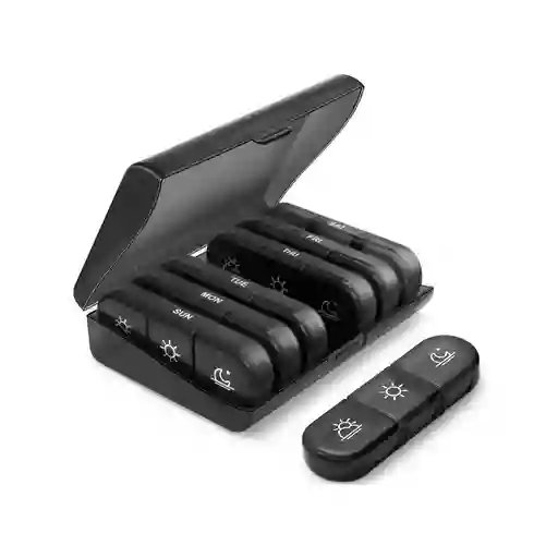 Organizador Pastillero Portátil Semanal 3 Fundas X 7 Días Negro
