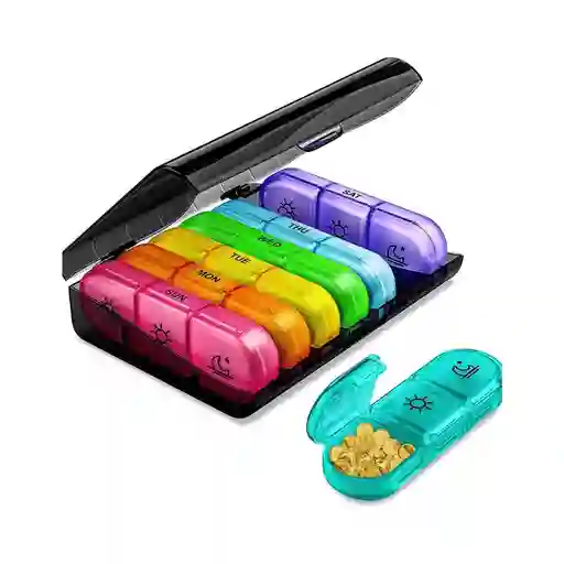 Organizador Pastillero Portátil Semanal 3 Comp X 7 Días Multicolor