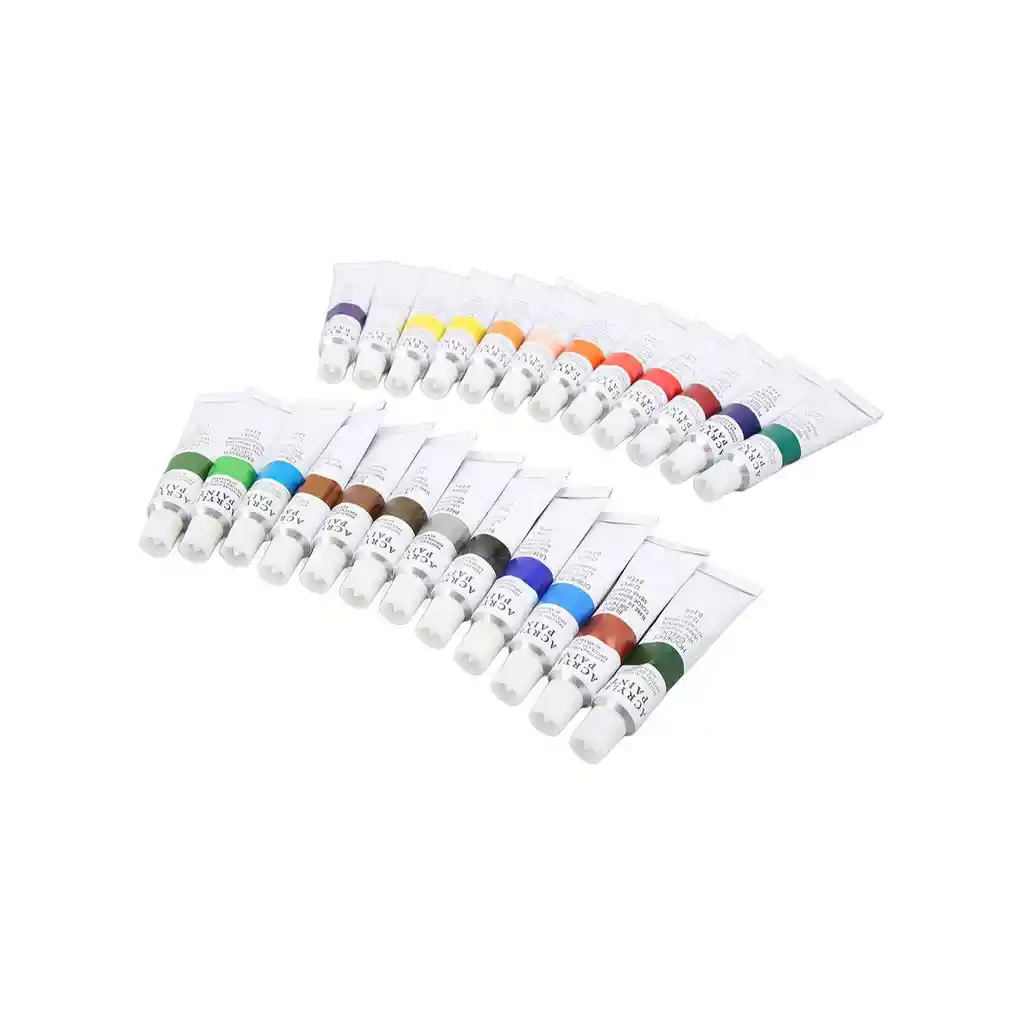 Set 24 Pinturas Acrílicas Colores Tubos 12 Ml 3 Pinceles