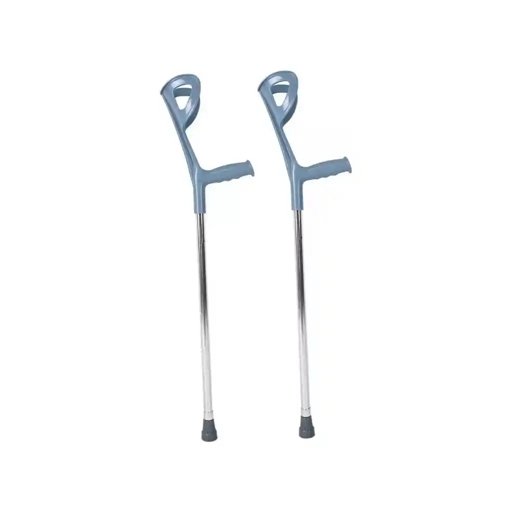 Set 2 Muletas Baston Salud Dlx Plateado