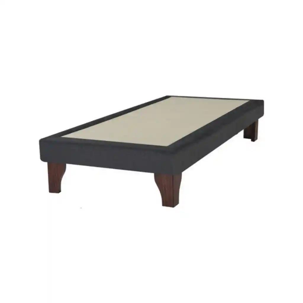 Base Elegante Cama Europea 1.5 Plaza 105x190 Cm Gris Oscuro Felpa