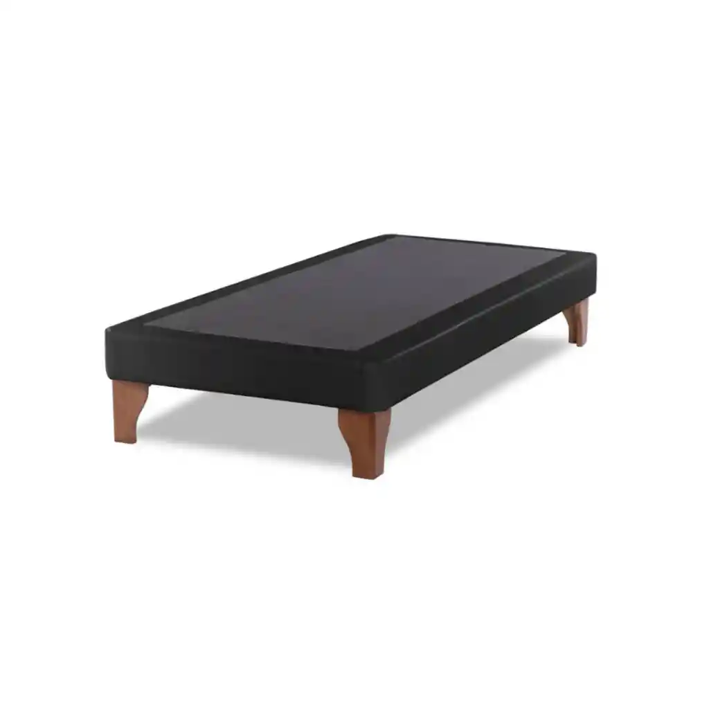 Base Elegante Cama Europea 1.5 Plaza 105x190 Cm Negro Felpa