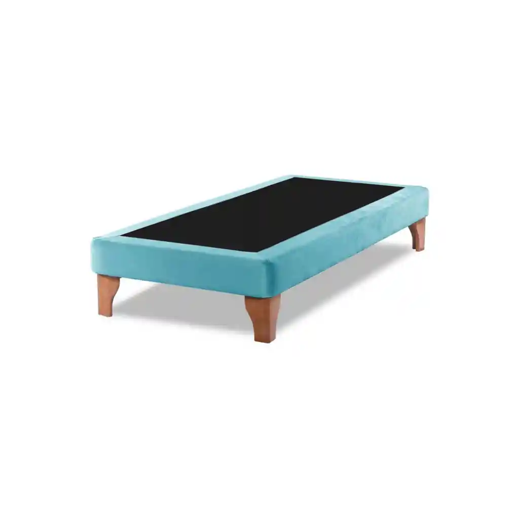 Base Elegante Cama Europea 1.5 Plaza 105x190 Cm Turquesa Felpa