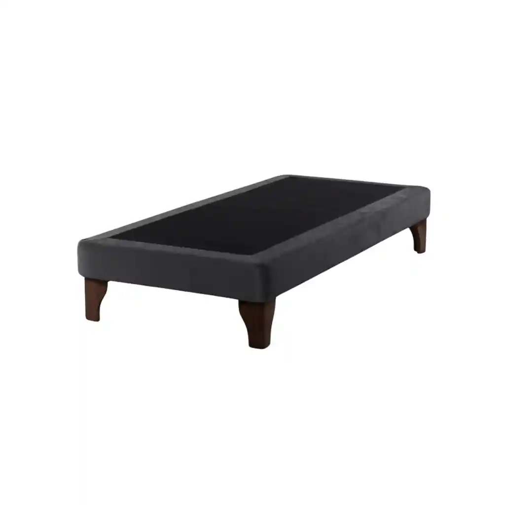 Base Elegante Cama Europea 1.5 Plaza 105x200 Cm Gris Oscuro Felpa