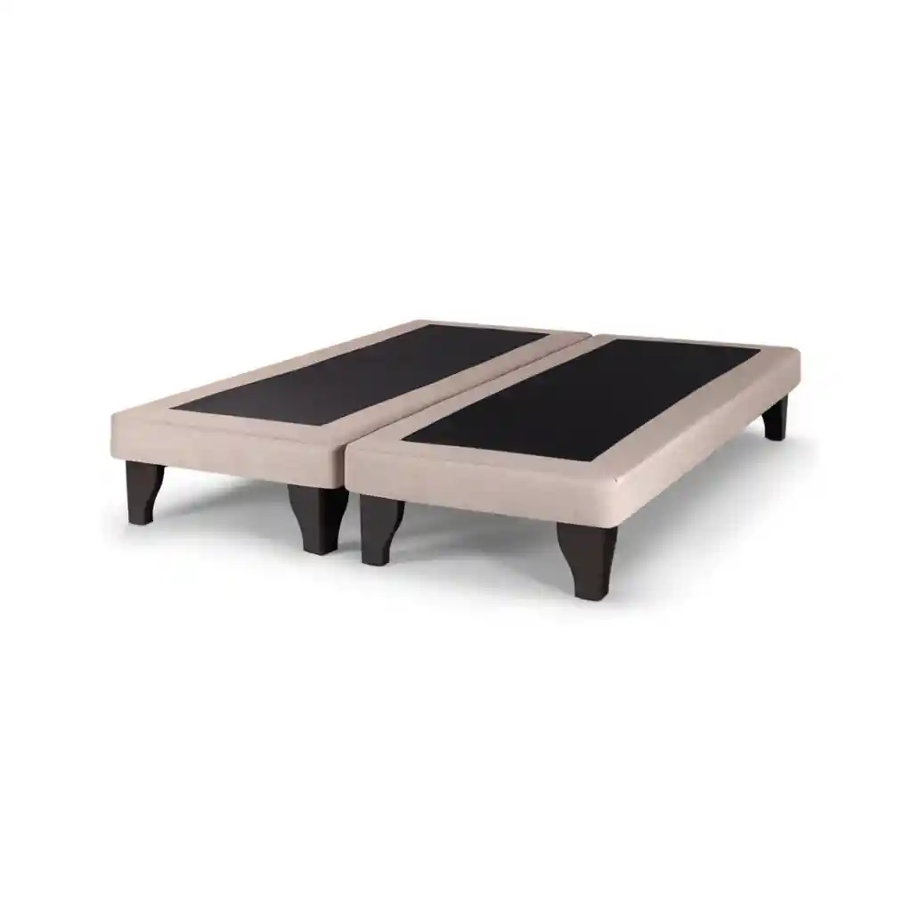 Base Dividida Cama Europea 2 Plazas 150x190 Cm Beige Felpa