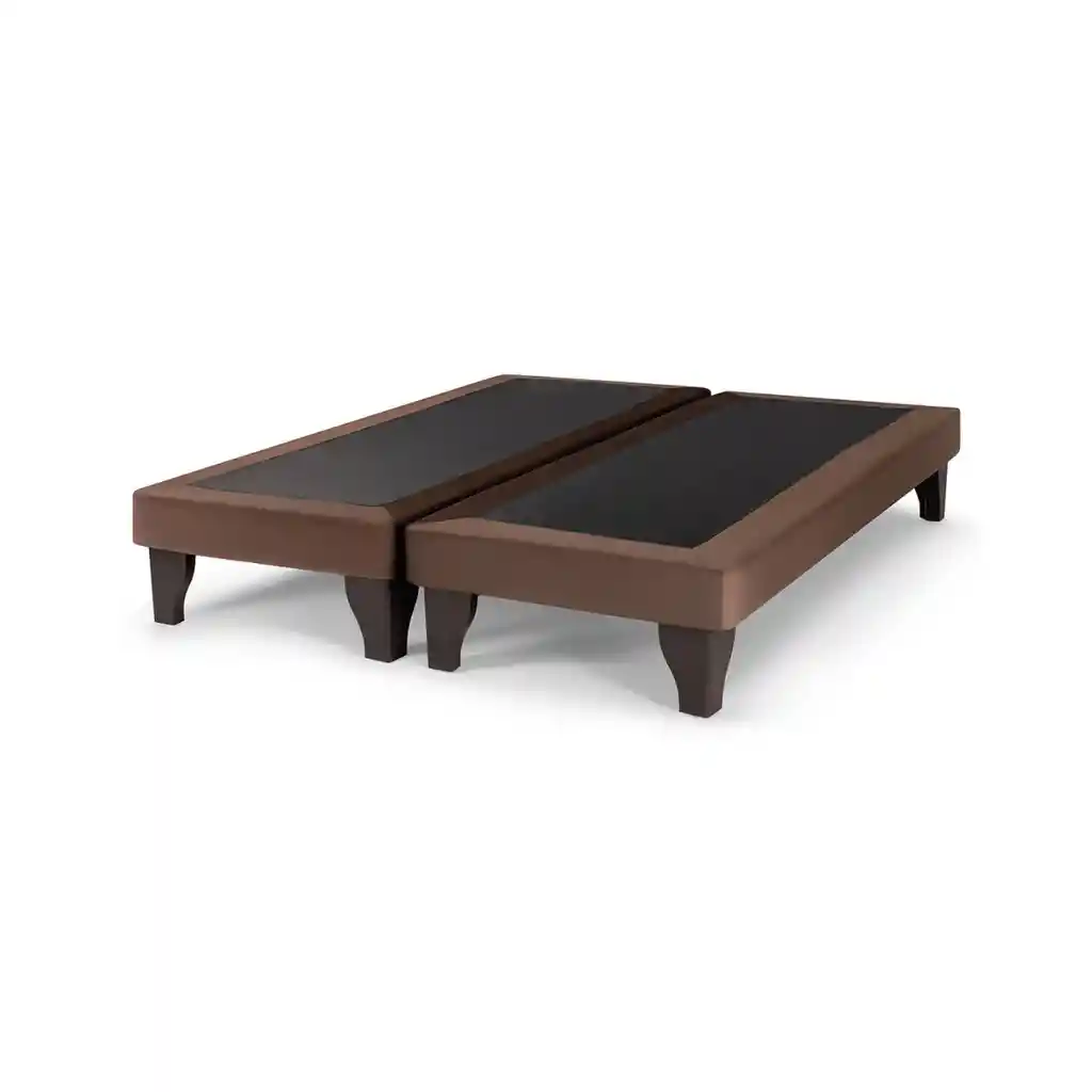 Base Dividida Cama Europea 2 Plazas 150x190 Cm Chocolate Felpa