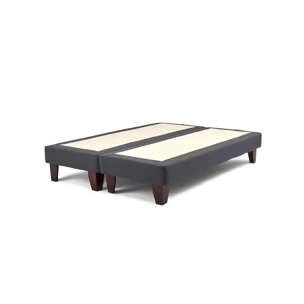 Base Dividida Cama Europea 2 Plazas 150x190 Cm Gris Grafito Lino