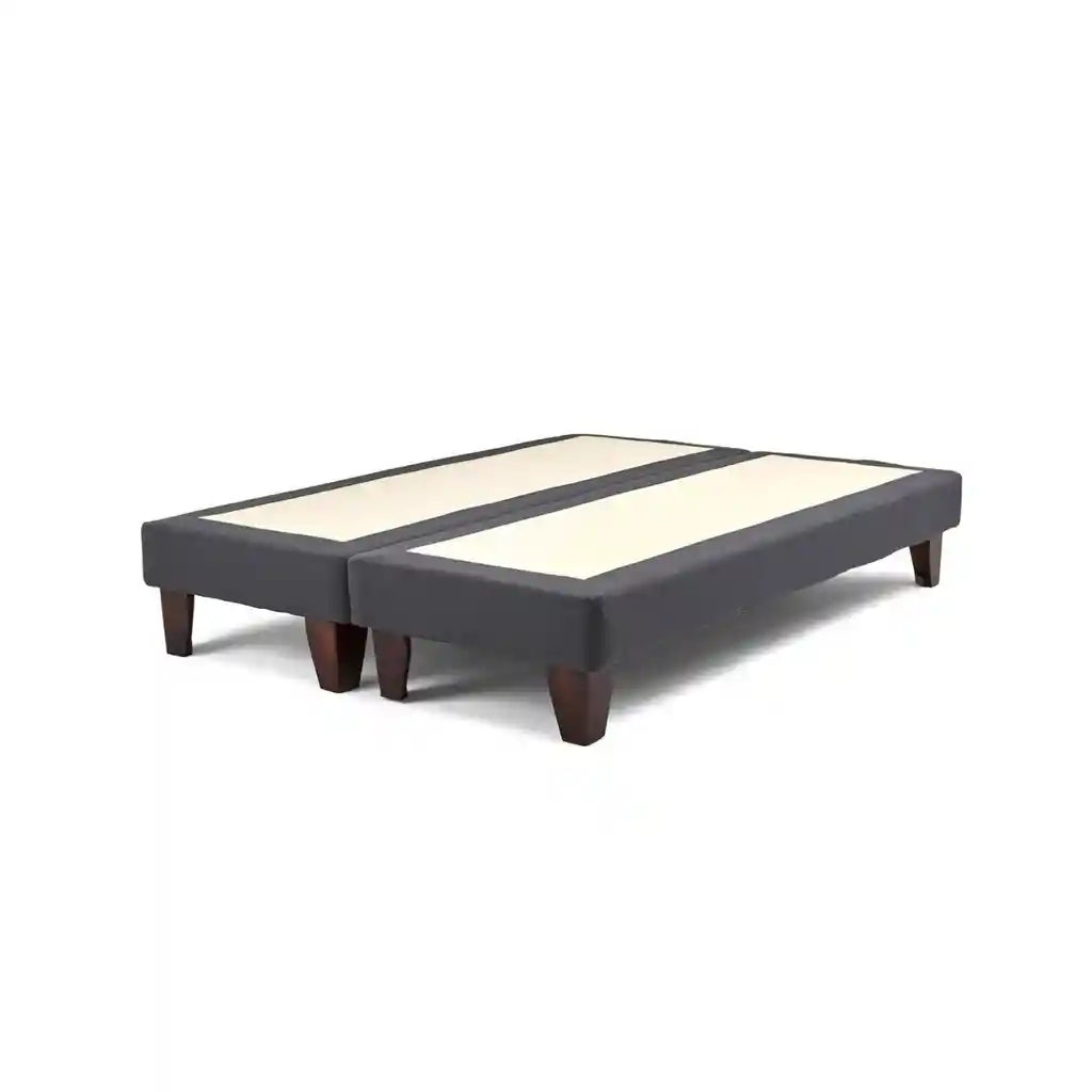 Base Dividida Cama Europea 2 Plazas 150x190 Cm Gris Oscuro Felpa