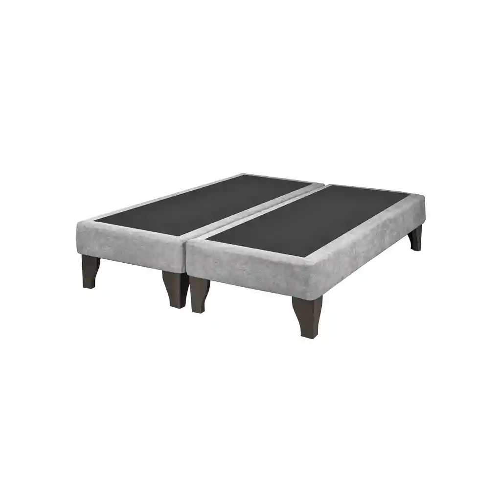 Base Dividida Cama Europea 2 Plazas 150x200 Cm Gris Claro Felpa