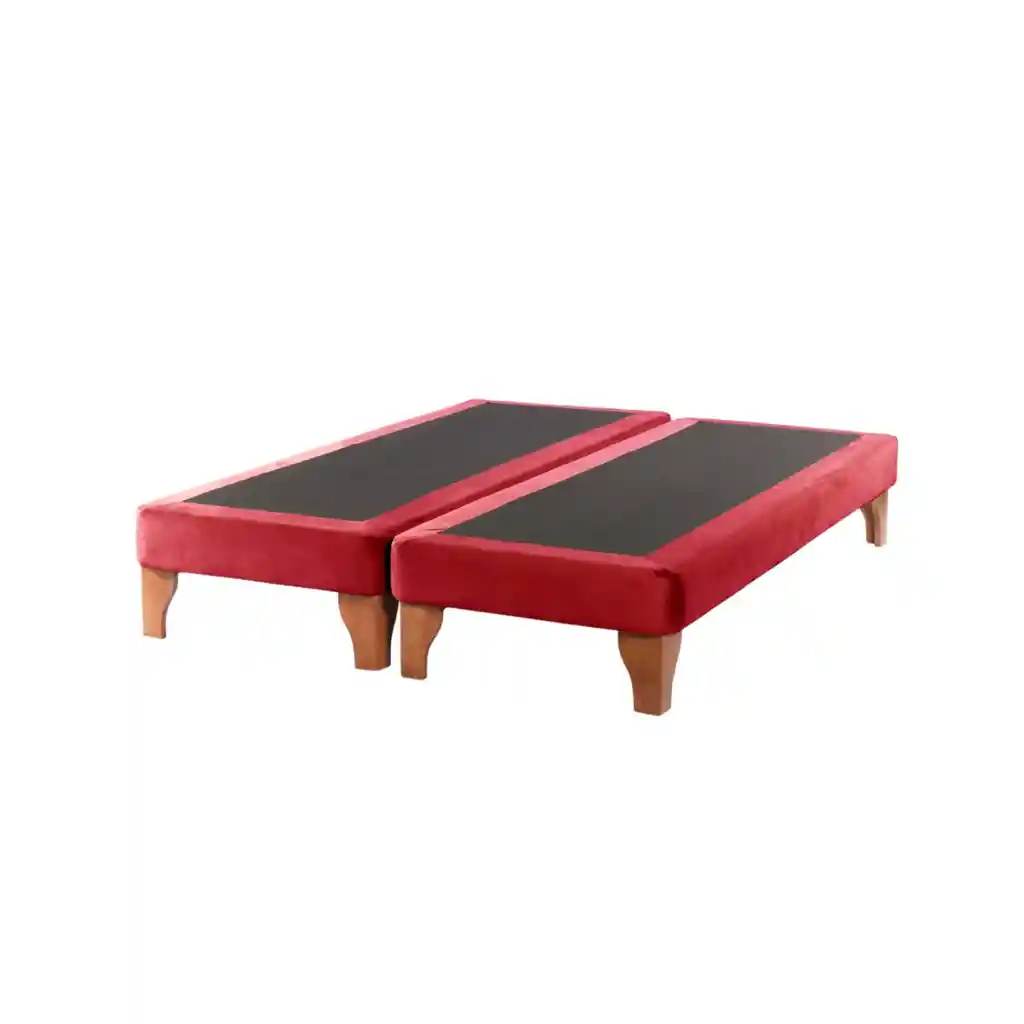 Base Dividida Cama Europea 2 Plazas 150x200 Cm Rojo Felpa