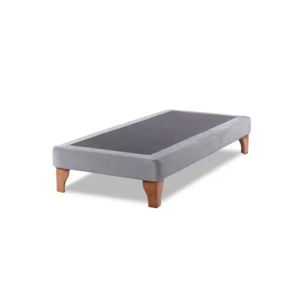 Base Cama Europea 1 Plaza 90x190 Cm Gris Claro Felpa