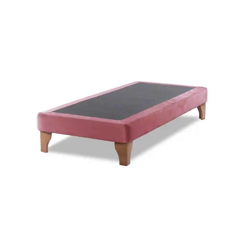 Base Cama Europea 1 Plaza 90x190 Cm Palo Rosa Viejo Felpa
