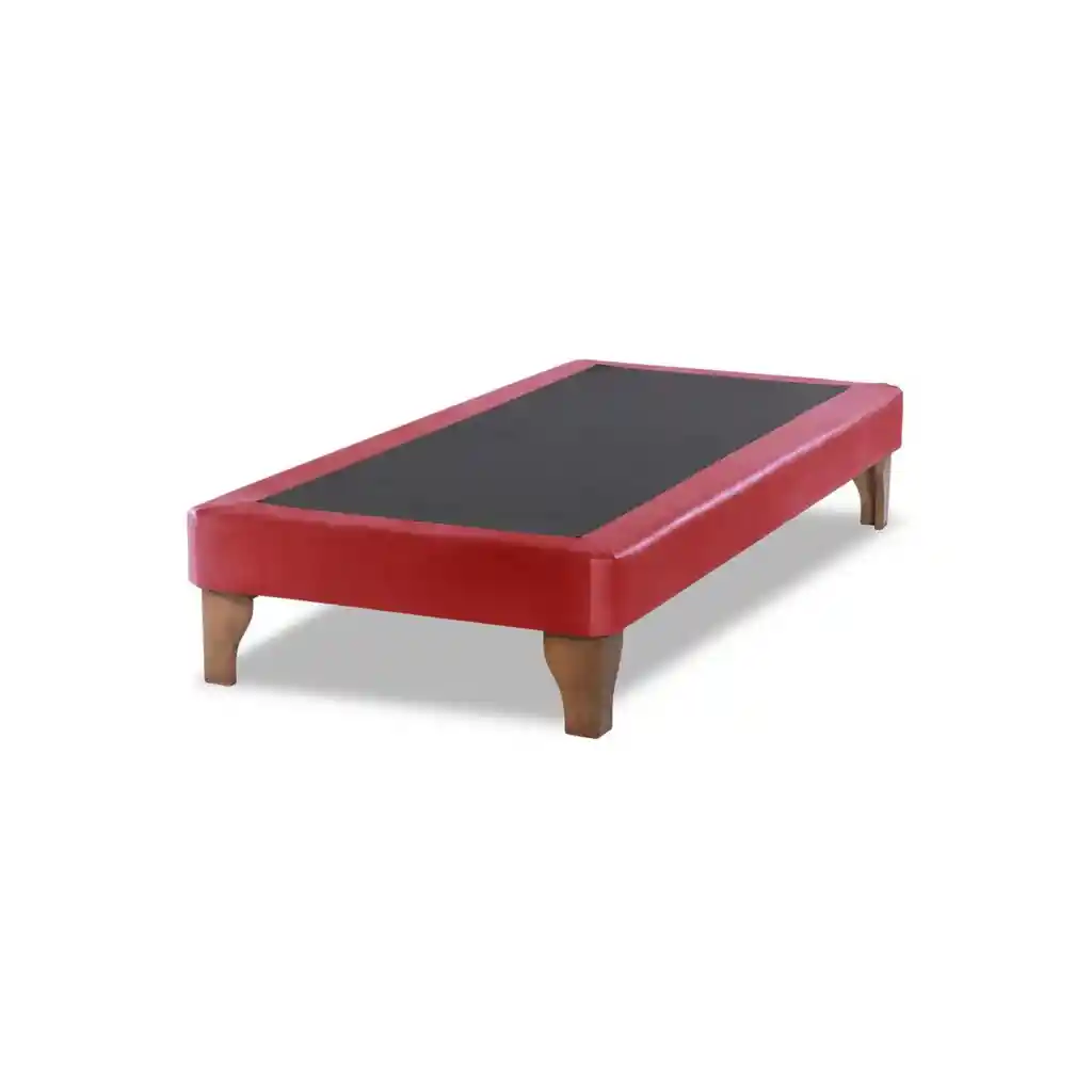 Base Cama Europea 1 Plaza 90x190 Cm Rojo Felpa